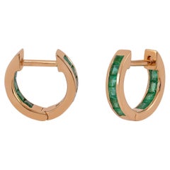 0.84 Zambian Emerald in 18 Karat Yellow Gold Loop Earrings