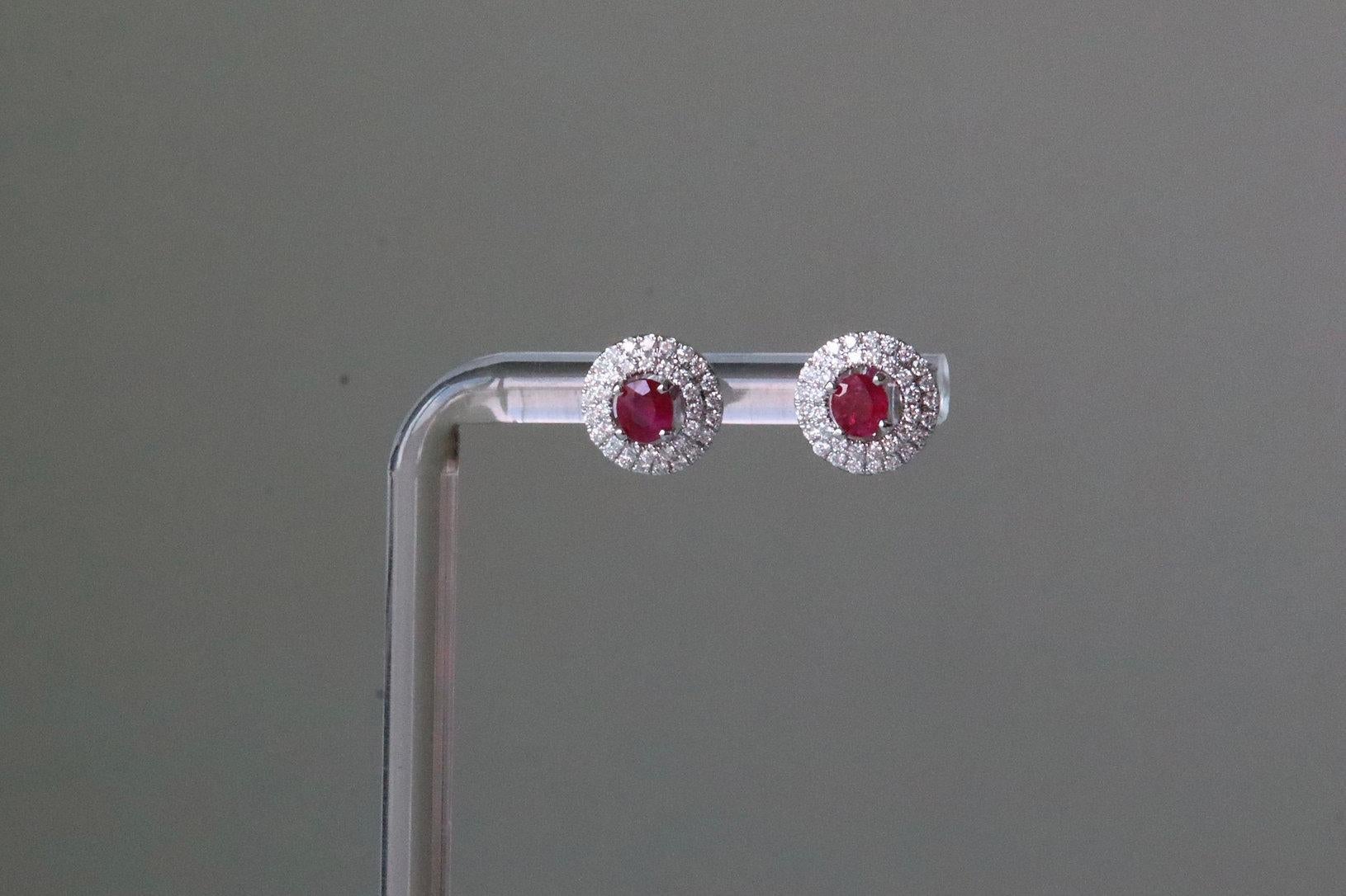 Art Deco 0.845Ct Burma unheated Ruby and Natural diamond 2 ways stud earring For Sale