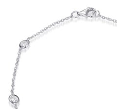 0.84Carat Brilliant Cut Cubic Zirconia Sterling Silver Adjustable Chain Bracelet