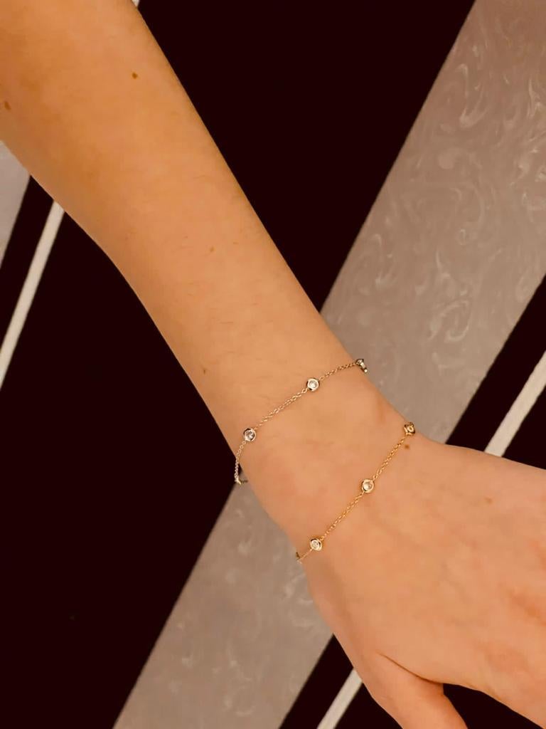 0.84Carat Brilliant Cut Cubic Zirconia Sterling Silver Adjustable Chain Bracelet In New Condition For Sale In London, GB