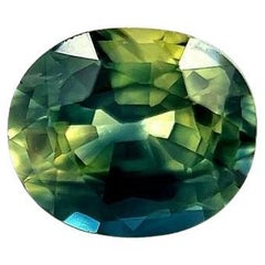 Saphir ovale australien à trois parties bleu vert sarcelle et jaune sarcelle 0,84 carat