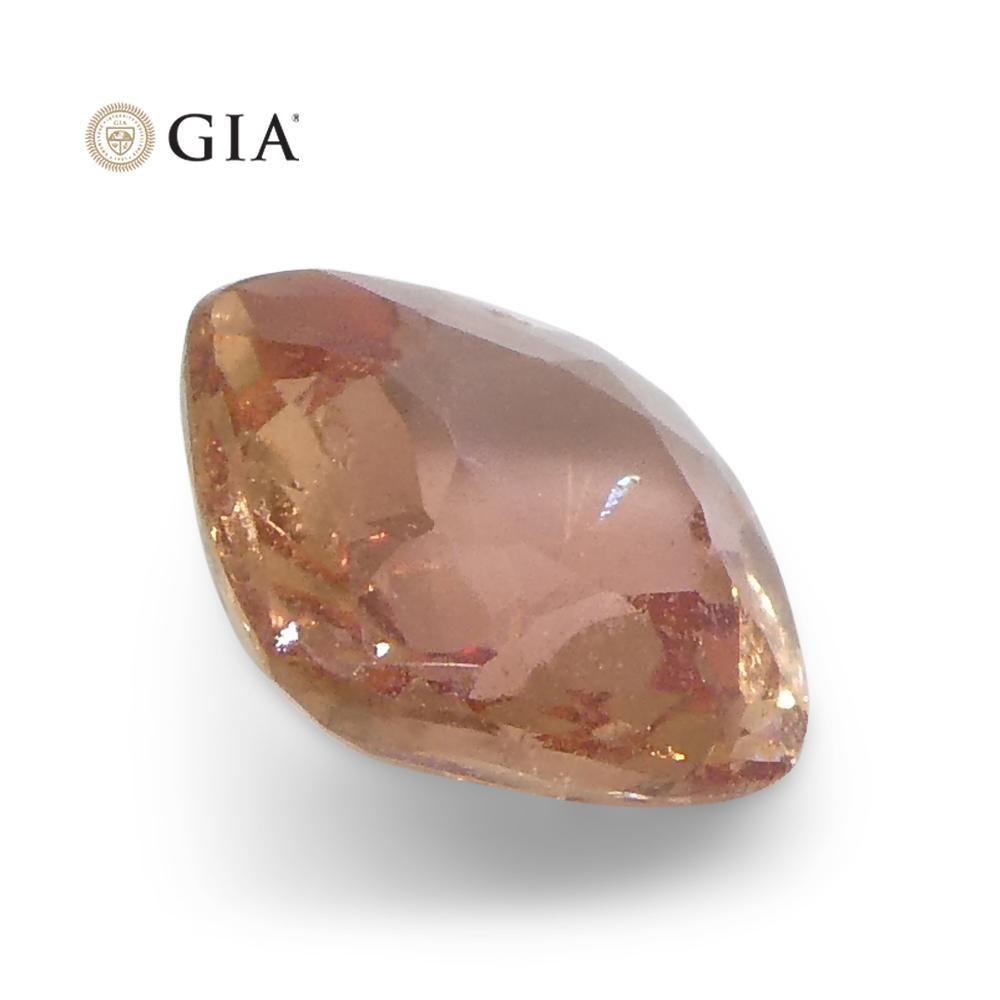 0.84 Carat Cushion Orangy Pink Padparadscha Sapphire GIA Certified Madagascar For Sale 2