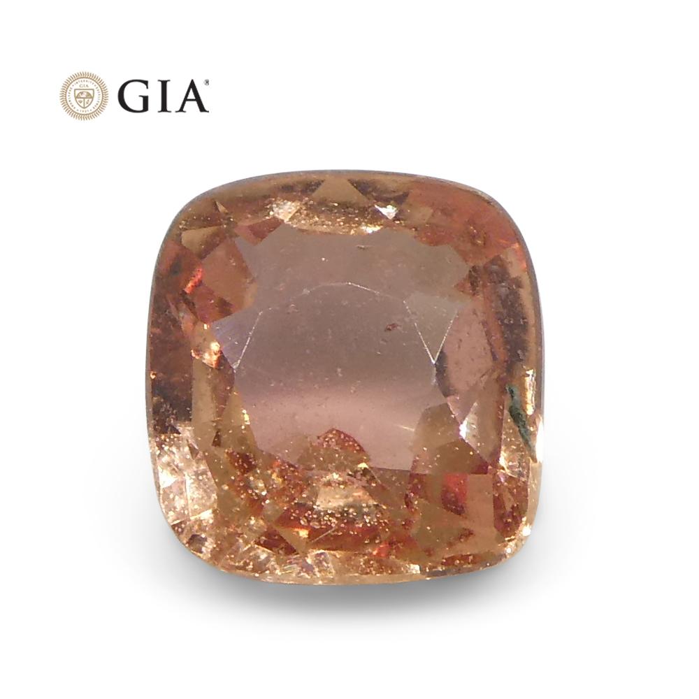 0.84ct Cushion Orangy Pink Padparadscha Sapphire GIA Certified Madagascar For Sale 2