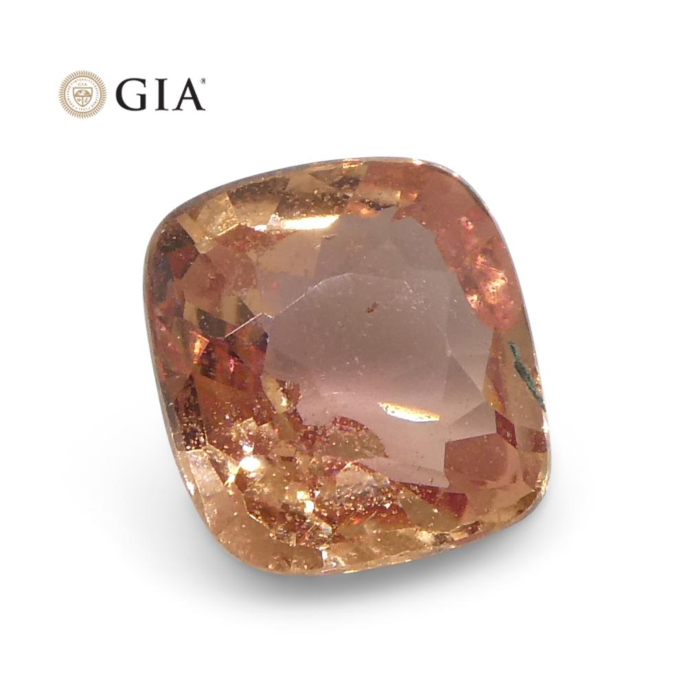 0.84 Carat Cushion Orangy Pink Padparadscha Sapphire GIA Certified Madagascar For Sale 3