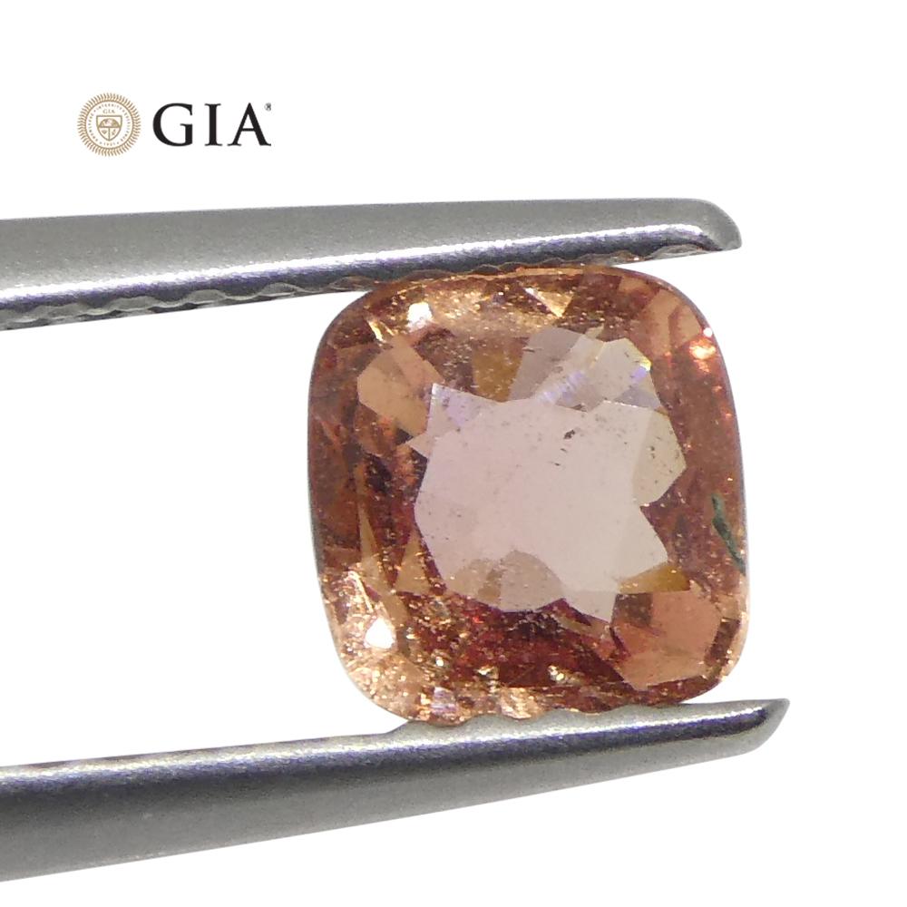 0.84 Carat Cushion Orangy Pink Padparadscha Sapphire GIA Certified Madagascar For Sale 6