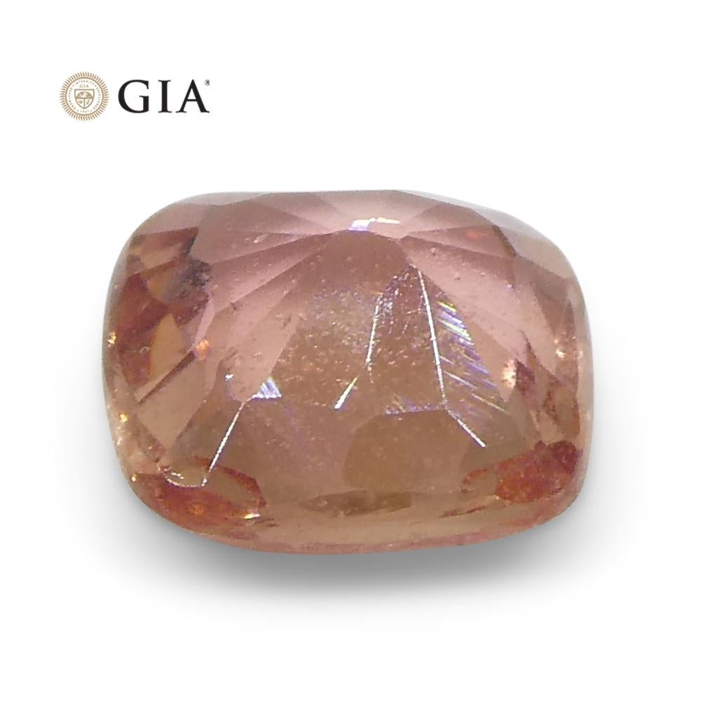 0.84ct Cushion Orangy Pink Padparadscha Sapphire GIA Certified Madagascar For Sale 1