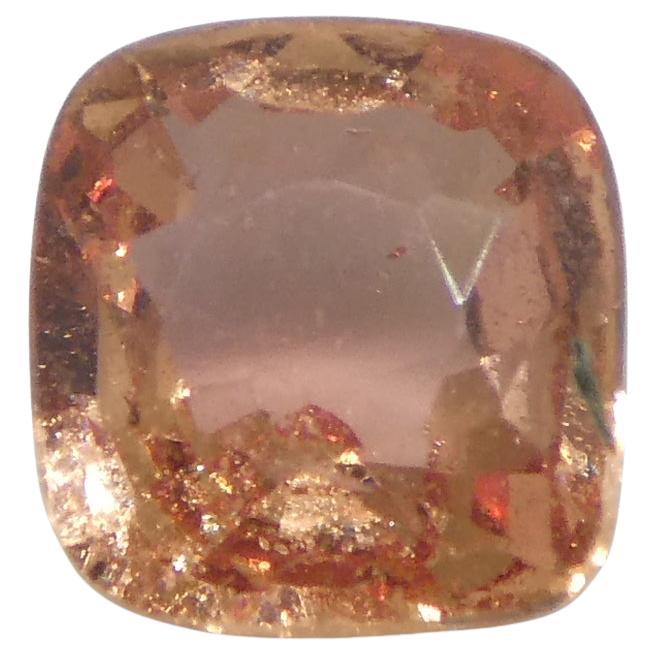 0.84 Carat Cushion Orangy Pink Padparadscha Sapphire GIA Certified Madagascar For Sale