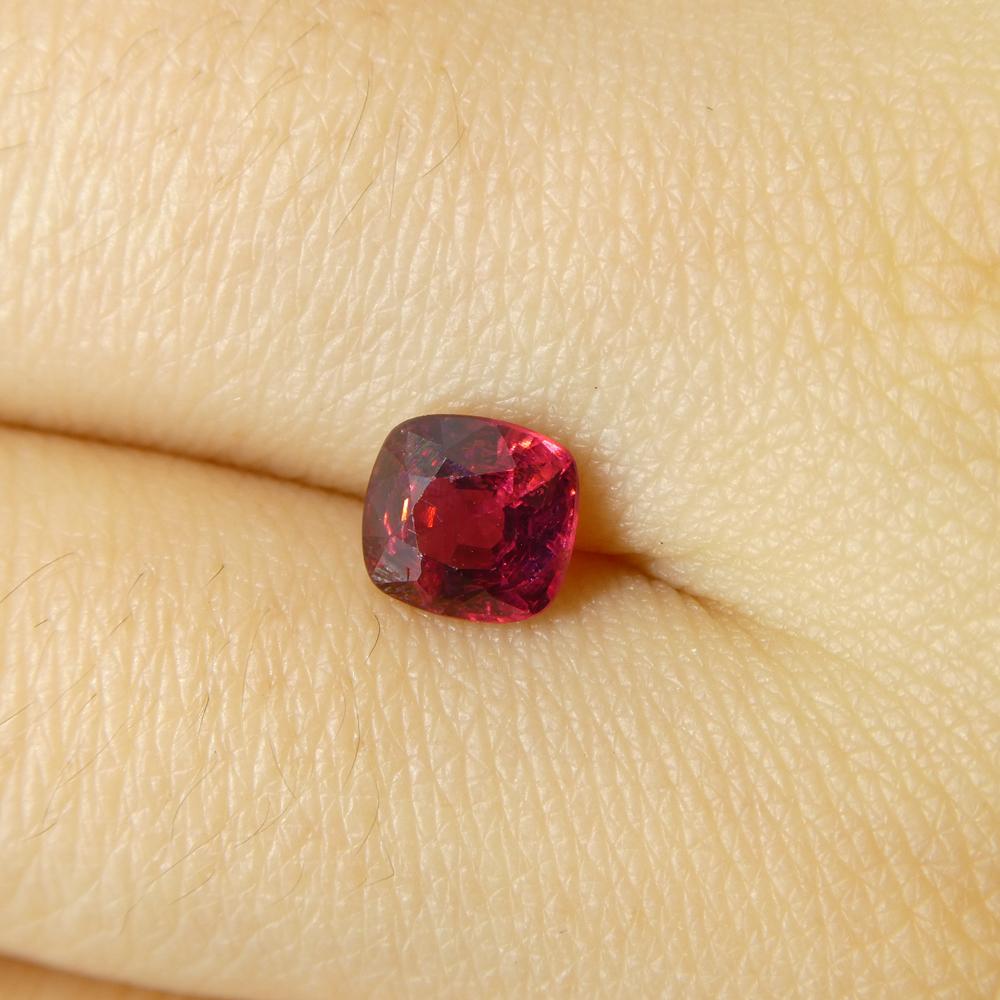 0.84ct Cushion Red Jedi Spinel from Sri Lanka In New Condition For Sale In Toronto, Ontario