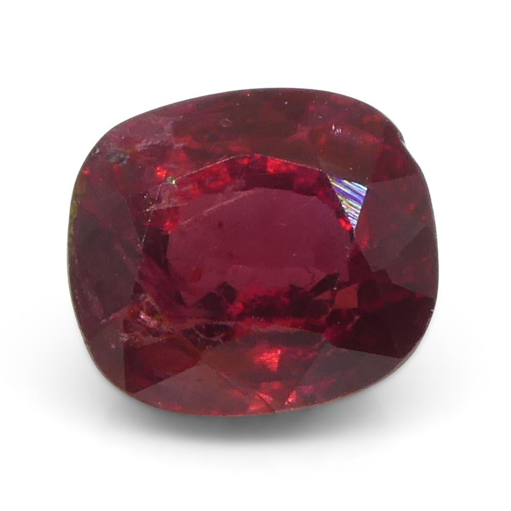 Saphir rouge coussin 0,84 carat de Tanzanie en vente 2