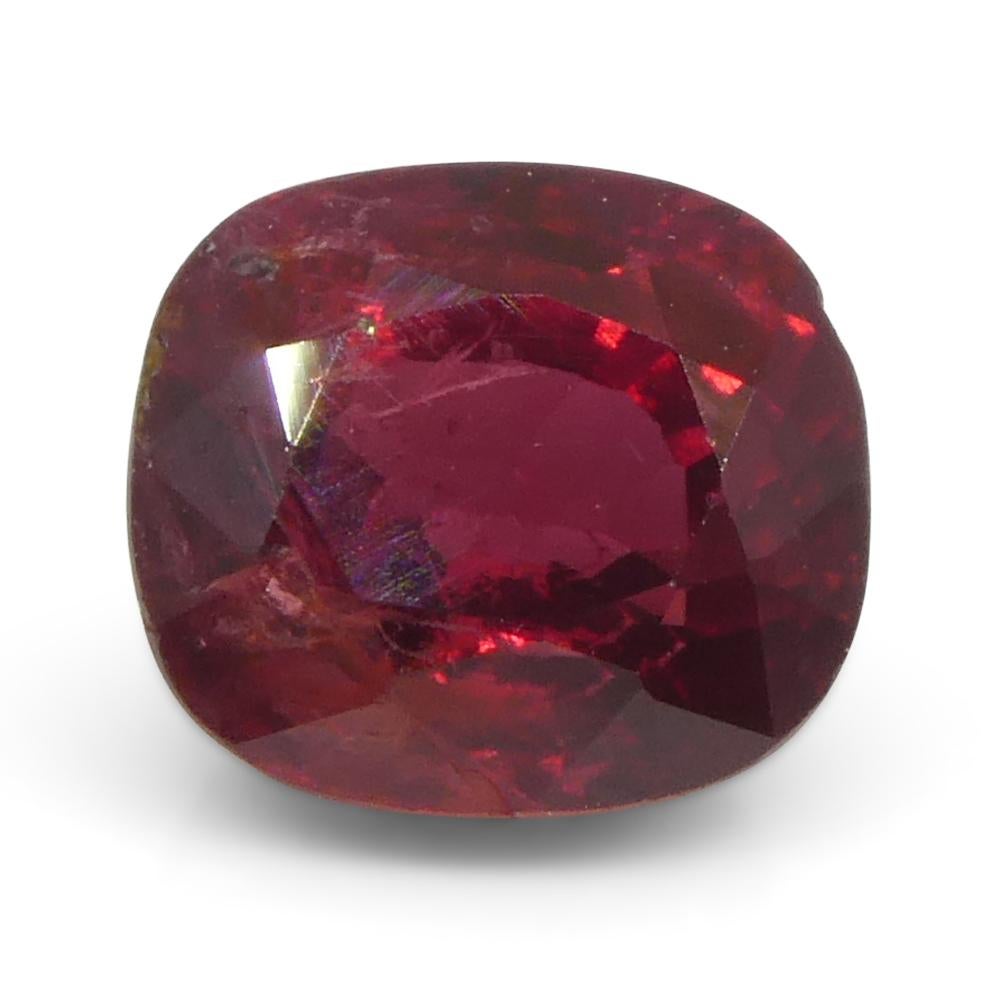 Saphir rouge coussin 0,84 carat de Tanzanie en vente 3