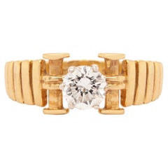 Vintage 0.84ct Diamond 18 Carat White and Yellow Gold Solitaire Fancy Engagement ring