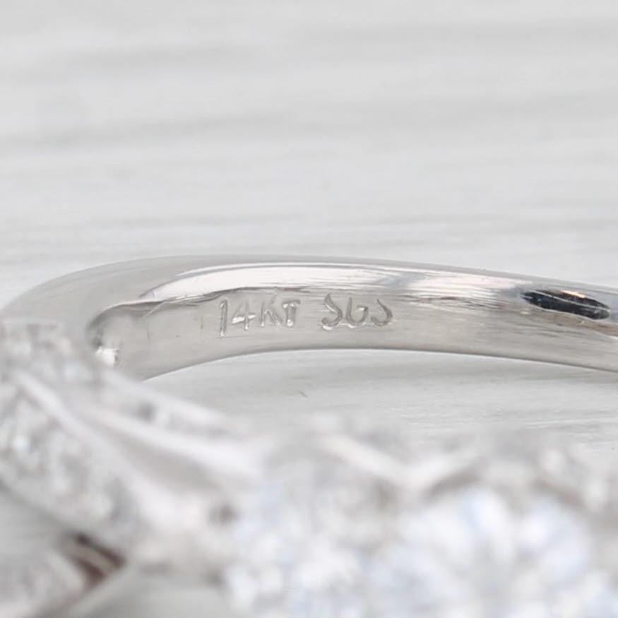 0.84ctw Diamond Engagement Ring Wedding Band Bridal Set 14k White Gold Sz 6 GIA In Good Condition For Sale In McLeansville, NC