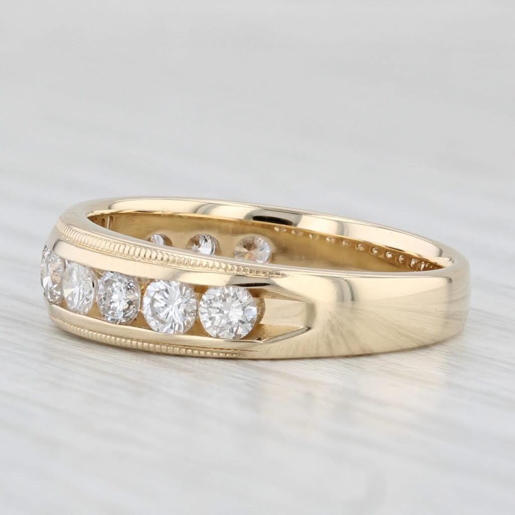 Round Cut 0.84ctw Diamond Wedding Band 14k Yellow Gold Size 7.5 Stackable Ring For Sale