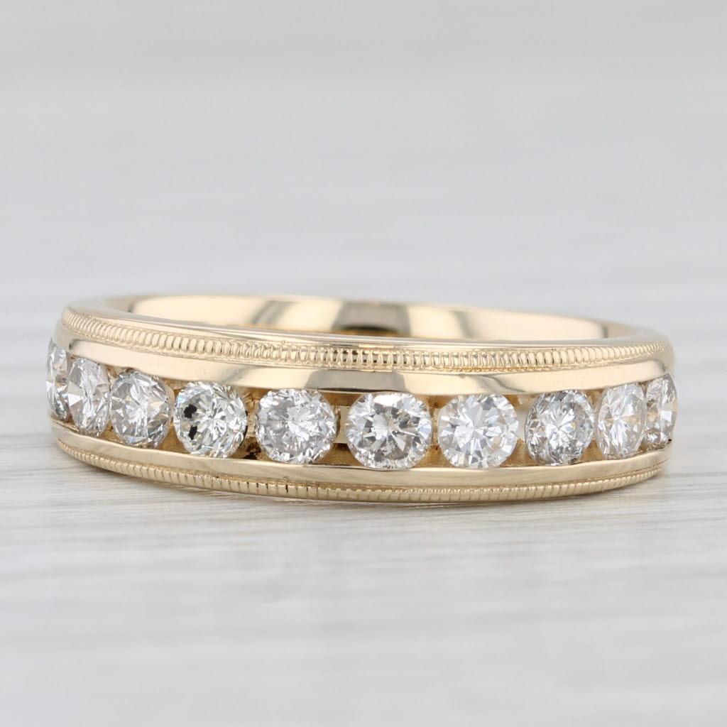0.84ctw Diamond Wedding Band 14k Yellow Gold Size 7.5 Stackable Ring For Sale 2
