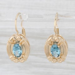Orecchini a goccia con spinello blu creato in laboratorio da 0,84ctw in oro giallo 14k con chiusura a leva