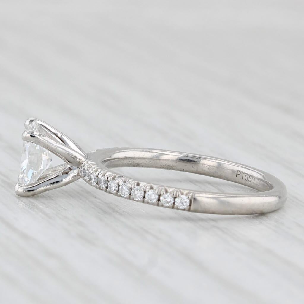 Oval Cut 0.84ctw Oval Diamond Engagement Ring 950 Platinum Solitaire w/ Accents Sz 5 GIA For Sale