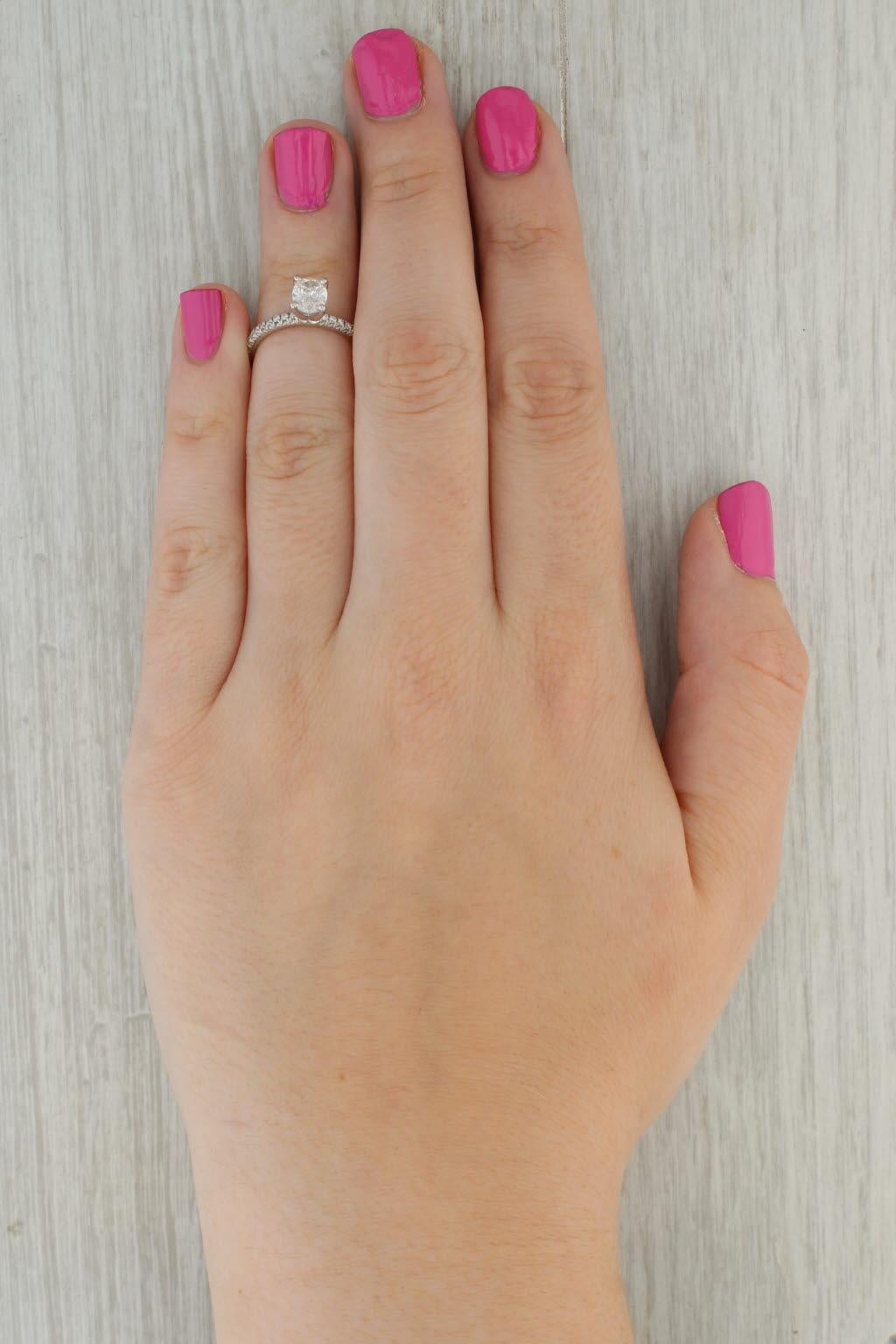 0.84ctw Oval Diamond Engagement Ring 950 Platinum Solitaire w/ Accents Sz 5 GIA For Sale 1