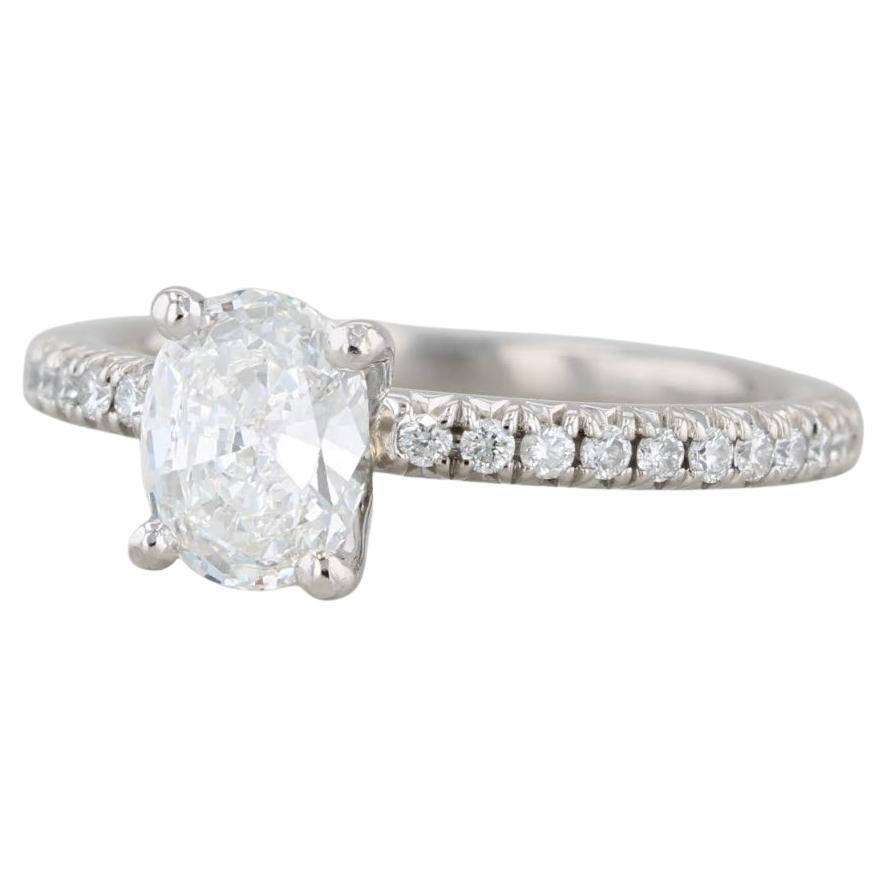 0.84ctw Oval Diamond Engagement Ring 950 Platinum Solitaire w/ Accents Sz 5 GIA