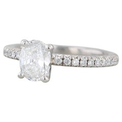 0,84 ctw Oval Diamant Verlobungsring 950 Platin Solitär mit Akzenten Gr. 5 GIA
