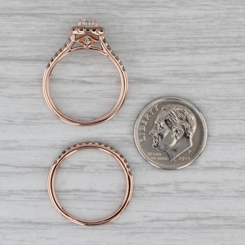 0.84ctw Round Diamond Engagement Ring Wedding Band Bridal Set 14k Rose Gold Sz 7 For Sale 7