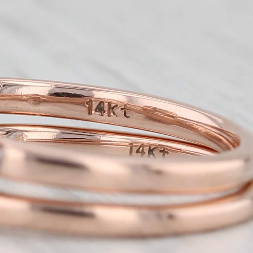 0.84ctw Round Diamond Engagement Ring Wedding Band Bridal Set 14k Rose Gold Sz 7 For Sale 3