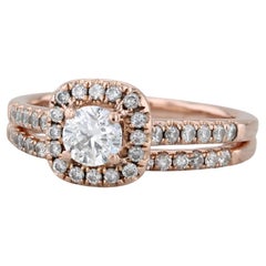 0,84 Karatw runder Diamant Verlobungsring 14k Roségold Gr. 7