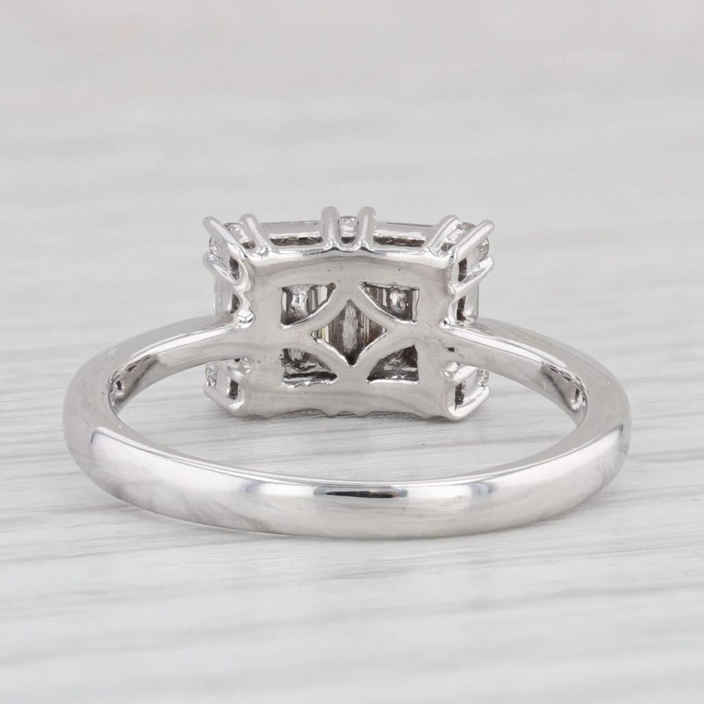 Baguette Cut 0.84ctw VS2 Diamond Baguette Ring 18k White Gold Size 7.75 For Sale