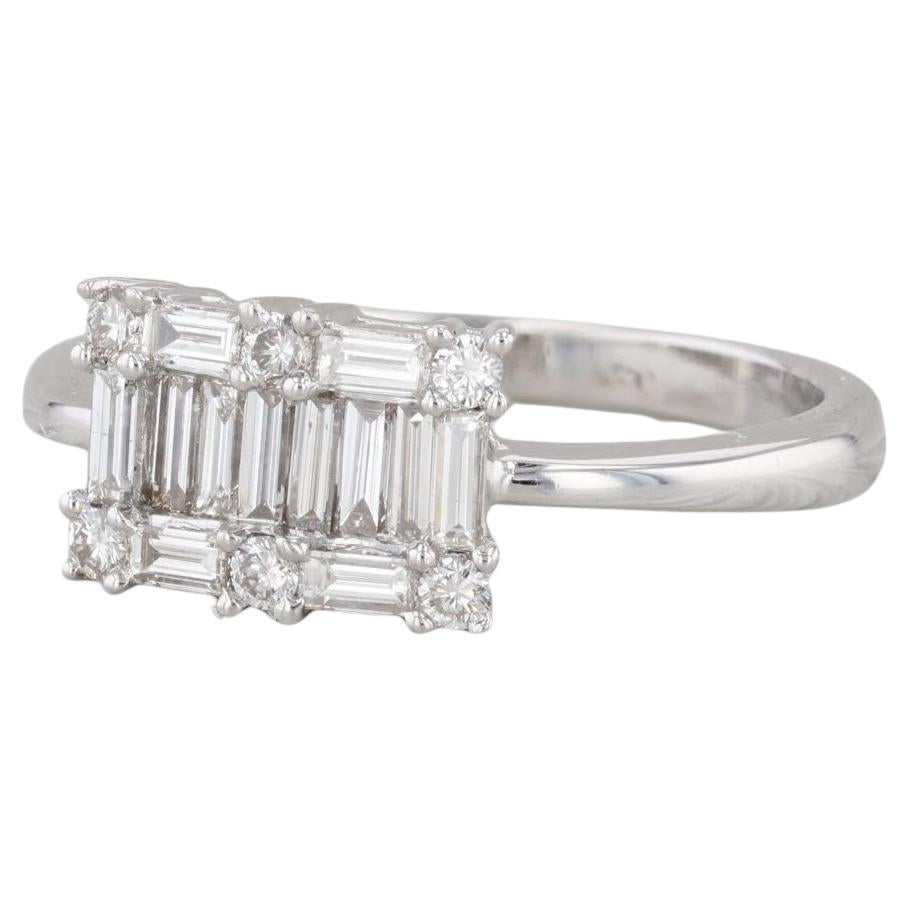 0.84ctw VS2 Diamond Baguette Ring 18k White Gold Size 7.75 For Sale