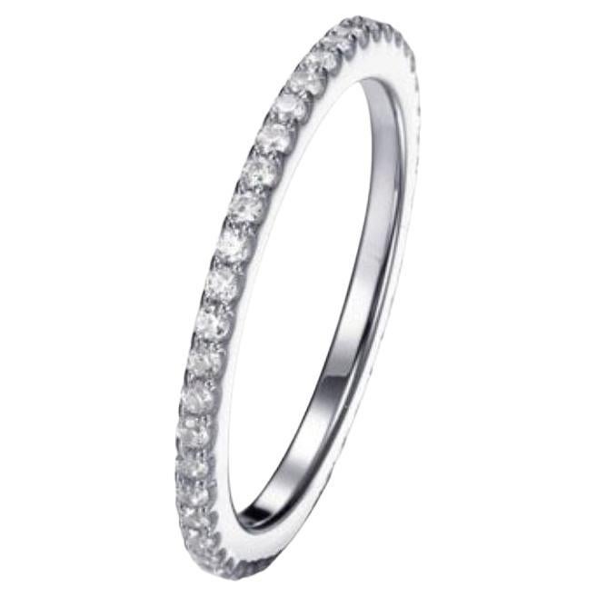  0.85 Carat Cubic Zirconia Sterling Silver Full Eternity Wedding Band Ring For Sale