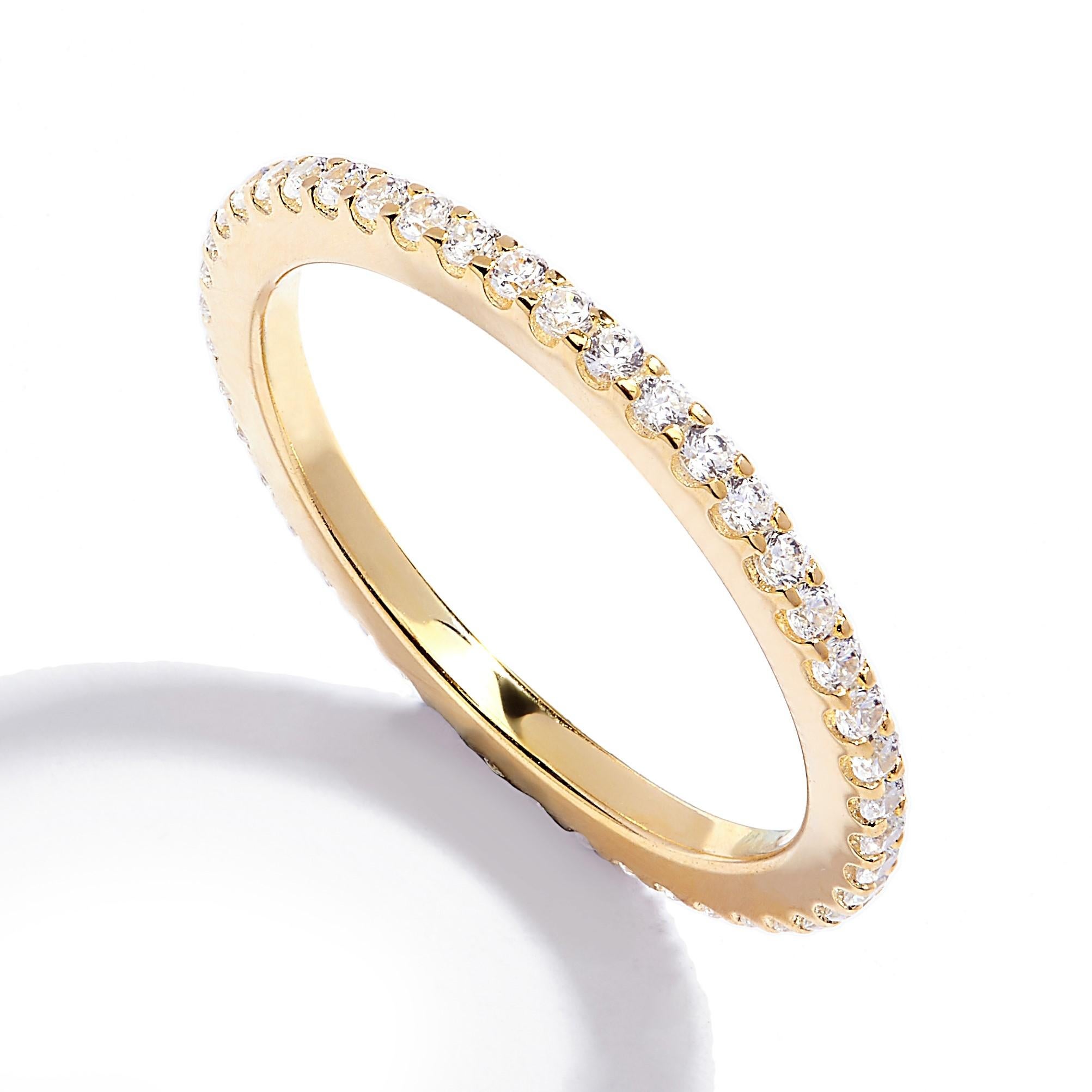 Three of our best-selling timeless full eternity rings in rhodium, rose gold or yellow gold plating, wear one, two or three together for an on-trend stacked look.

A beautifully classic ring that's comfortable and so easy to wear.

Featuring 0.85ct