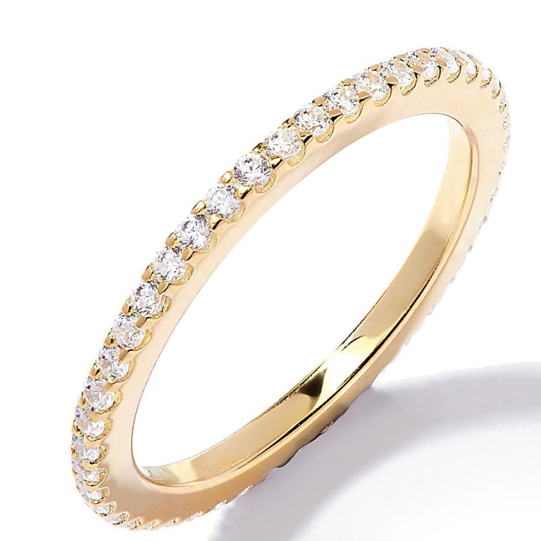 0.85 Carat Cubic Zirconia Yellow Gold Plated Full Eternity Wedding Band ...