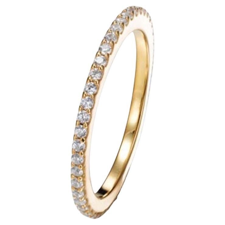  0.85 Carat Cubic Zirconia Yellow Gold Plated Full Eternity Wedding Band Ring For Sale