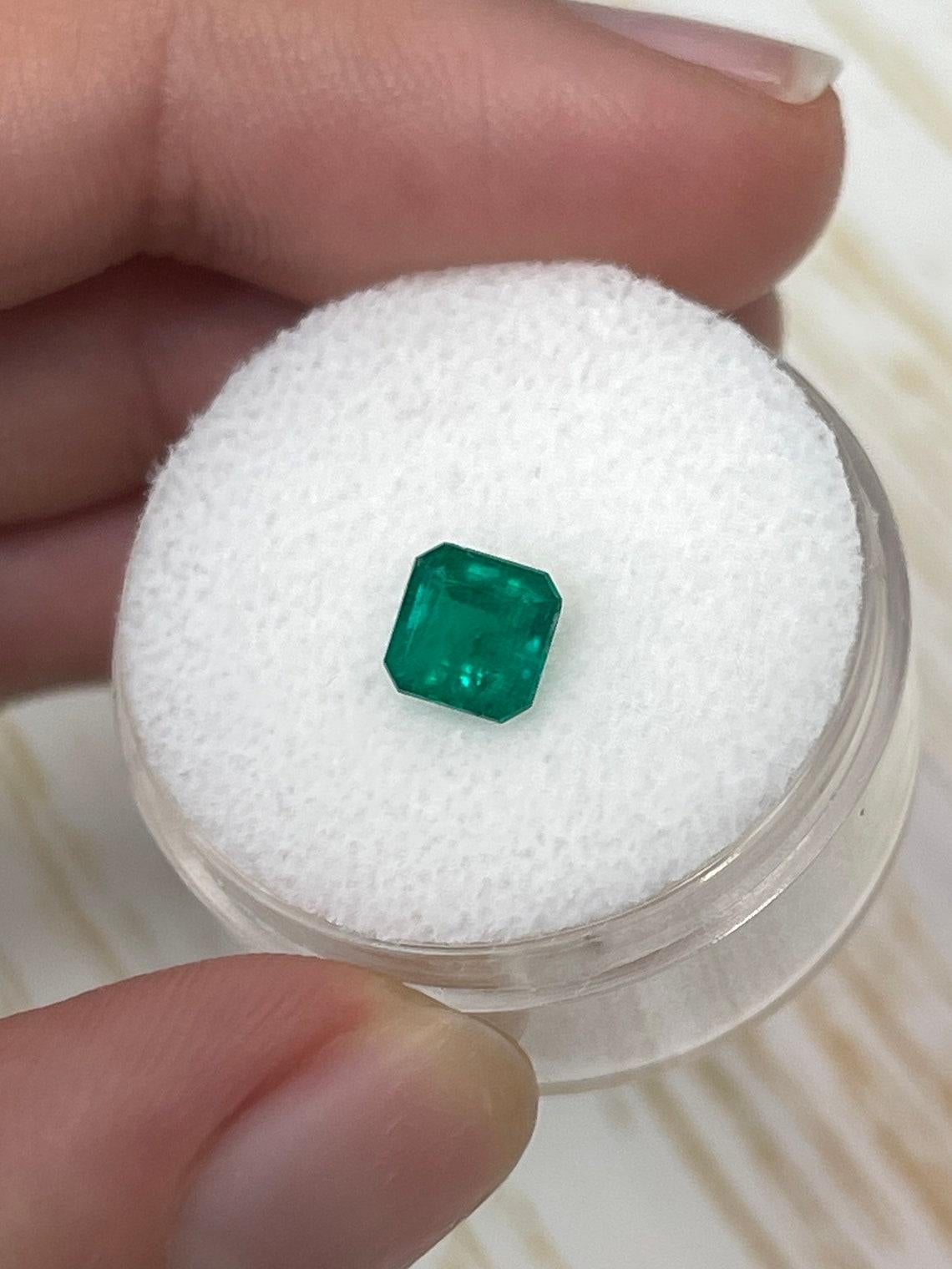 Modern 0.85 Carat 5.5x5.5 Muzo Green Asscher Cut Emerald - Deep Green May Birthstone