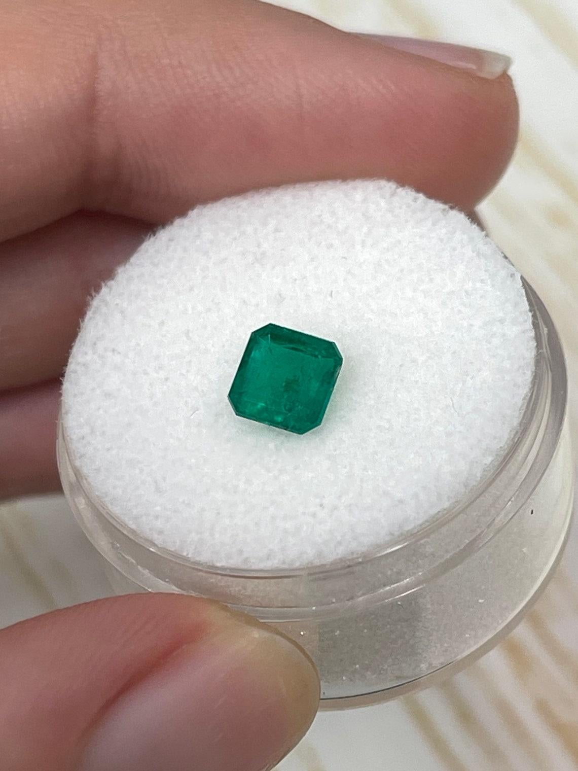 0.85 Carat 5.5x5.5 Muzo Green Asscher Cut Emerald - Deep Green May Birthstone 1