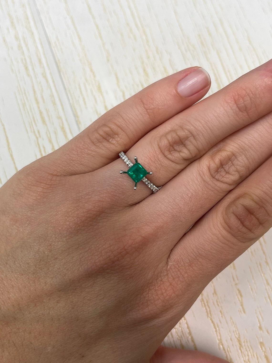 0.85 Carat 5.5x5.5 Muzo Green Asscher Cut Emerald - Deep Green May Birthstone 3