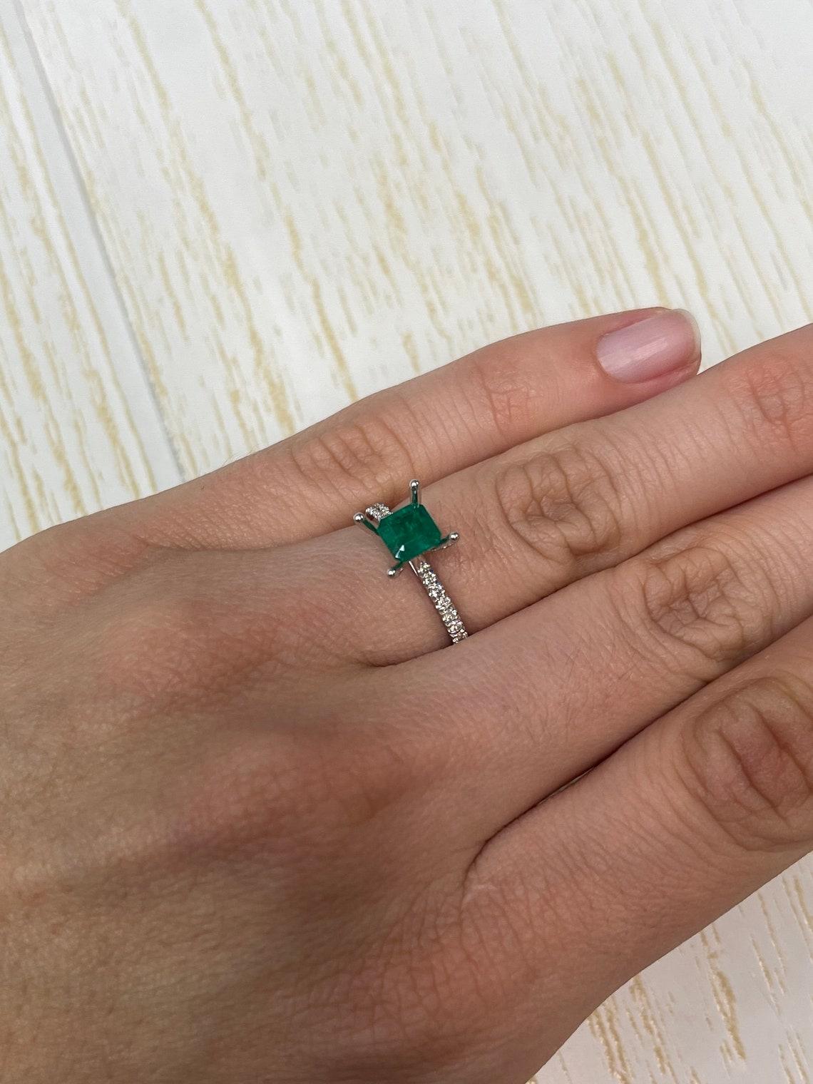 0.85 Carat 5.5x5.5 Muzo Green Asscher Cut Emerald - Deep Green May Birthstone 4
