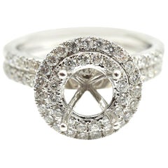 0.85 Carat Diamond 14 Karat White Gold Semi-Mount Two-Piece Ring Set