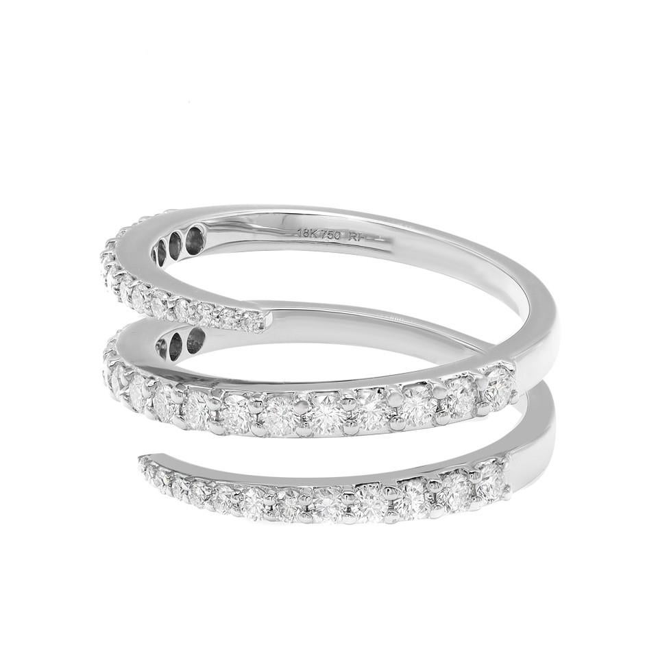 Discover our exquisite 0.85 Carat Diamond Multi-Row Spiral Engagement Ring in 18K White Gold. This beautiful piece is a unique expression of elegance, perfect for any special occasion. Adorned with white natural diamonds, its captivating spiral