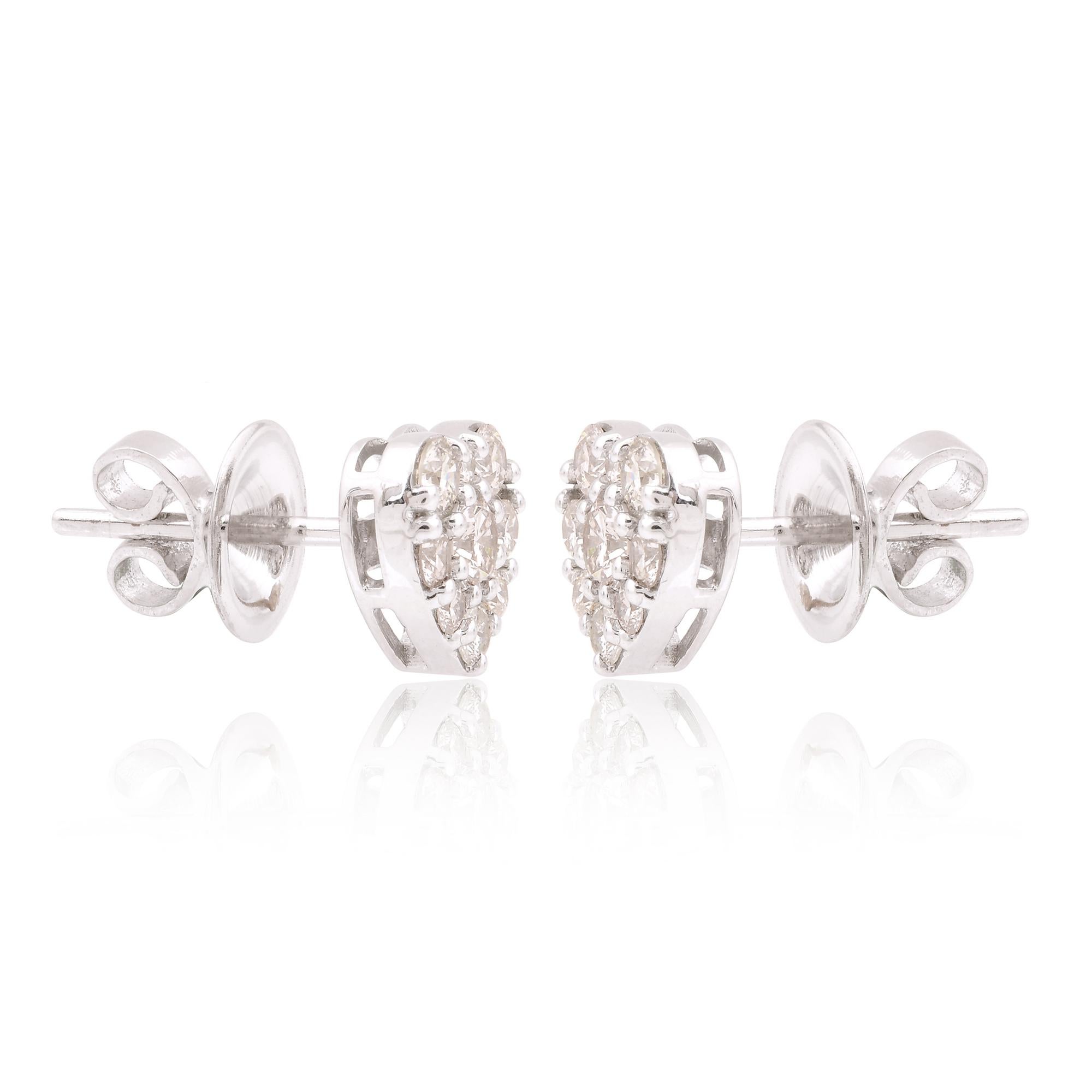 Boucles d'oreilles en forme de cœur avec diamant 0,85 carat en or blanc 10k massif Pour femmes en vente