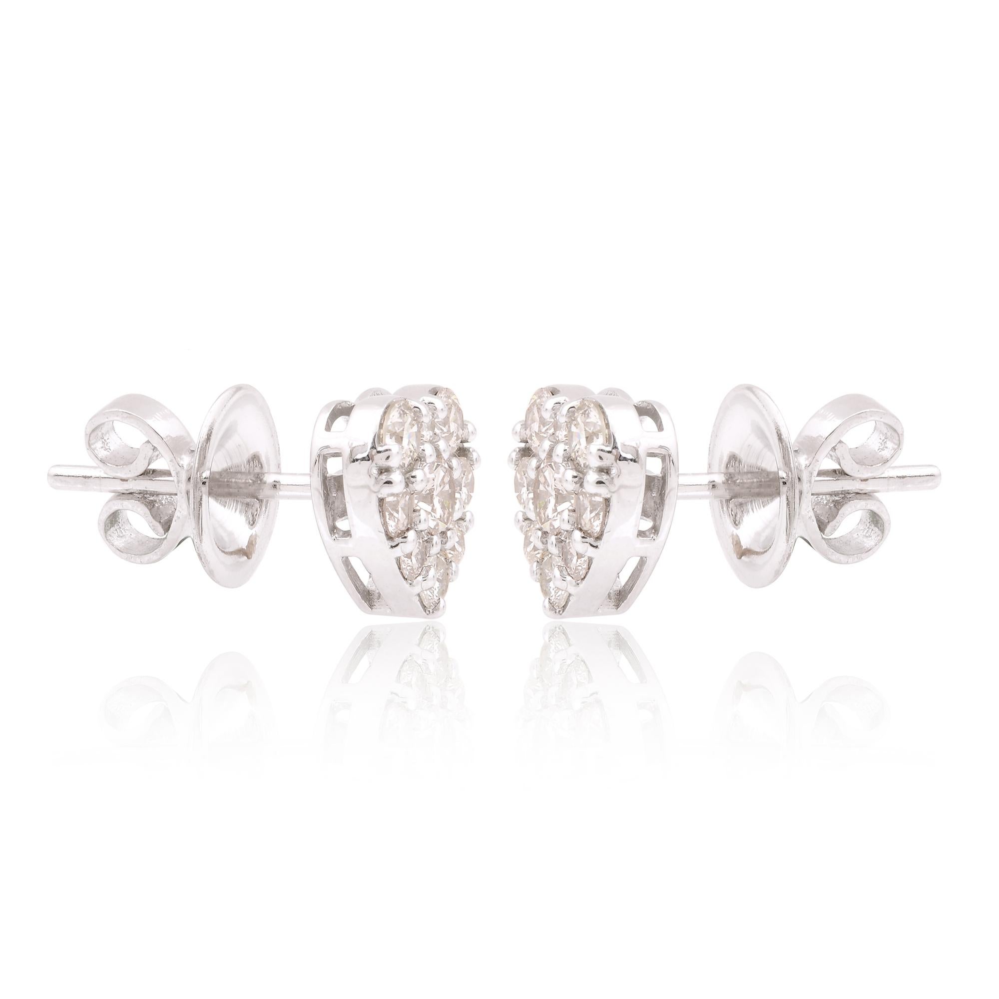 0.85 Carat Diamond Pave Heart Shape Stud Earrings Solid 10k White Gold Jewelry In New Condition For Sale In Diera, Dubai