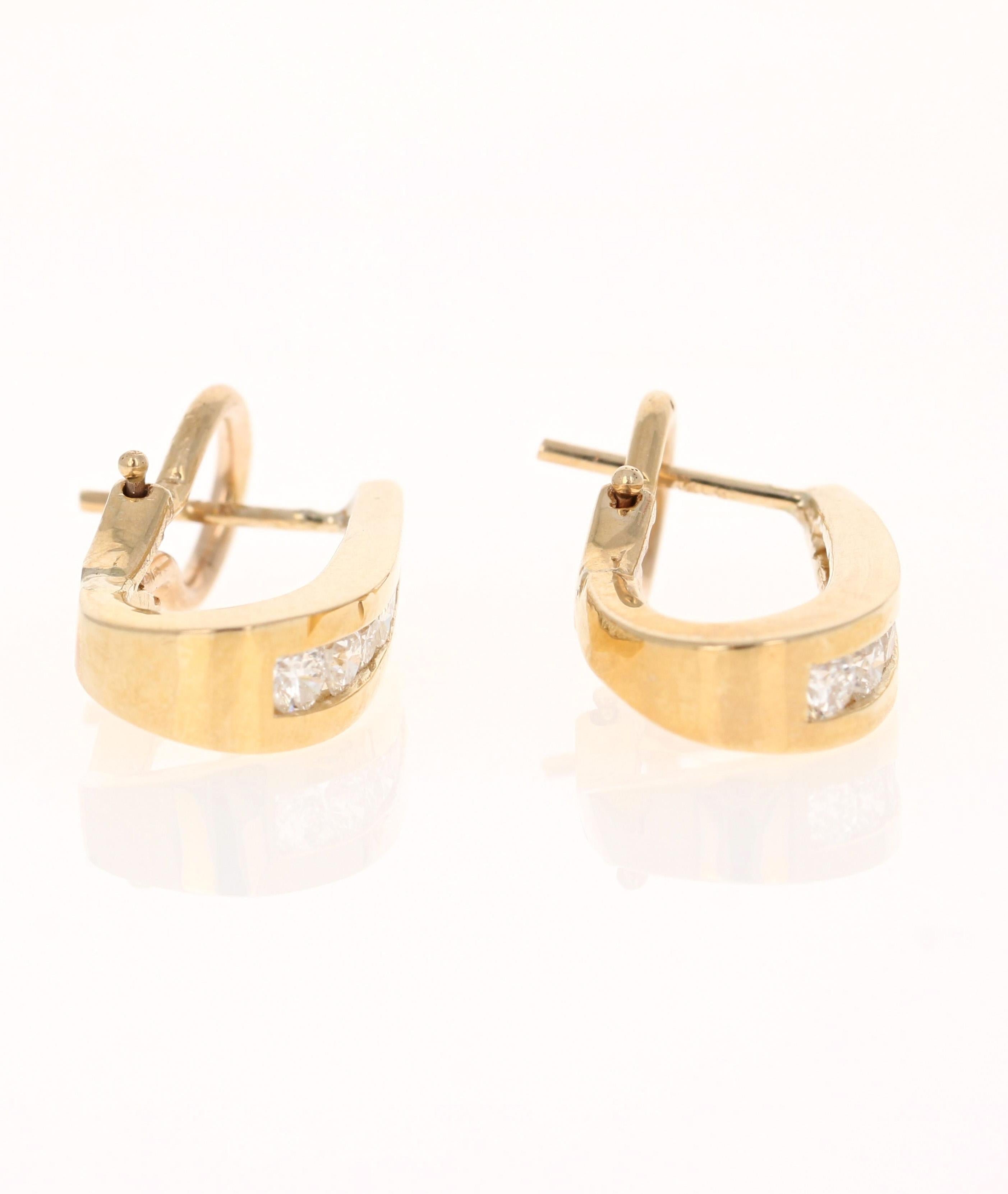 Contemporary 0.85 Carat Diamond Yellow Gold Earrings For Sale