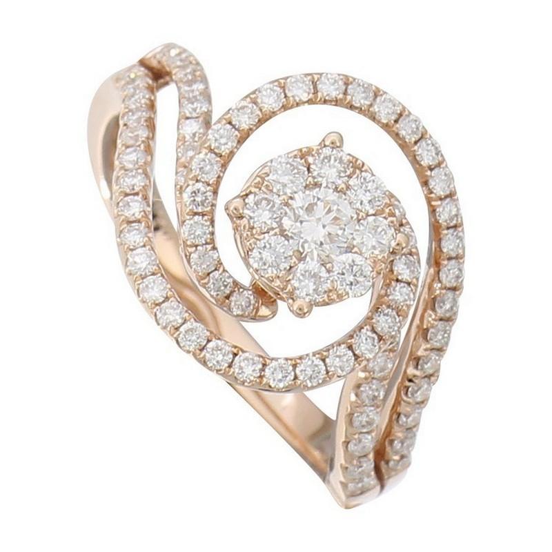 Taille ronde Bague en or rose 18 carats et diamants de 0,85 carat - Collection Moonlight en vente
