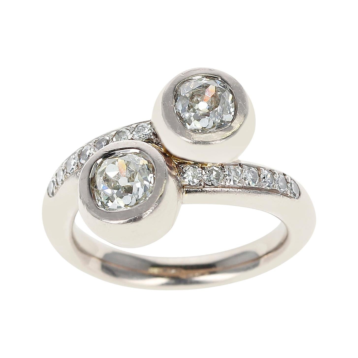 0.85 Carat Each Two Round Diamonds Toi Et Moi Engagement Ring