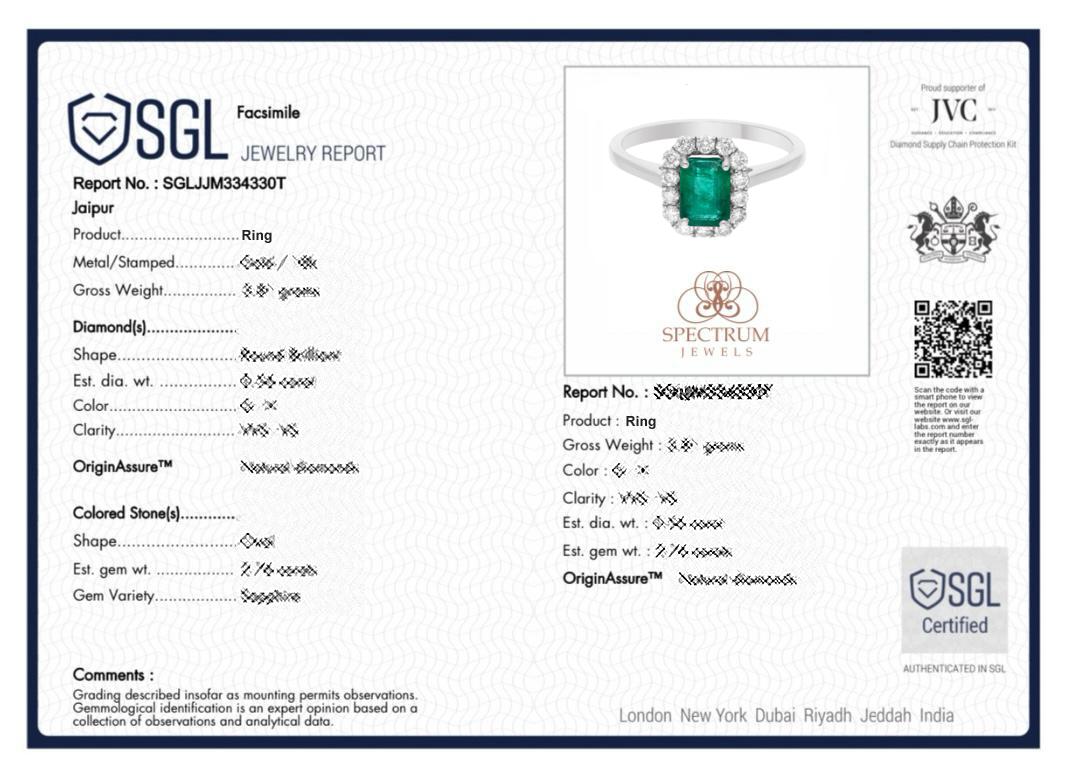 0.85 Carat Emerald Ring 0.38 Carat SI/HI Diamond 14 Karat White Gold Jewelry en vente 2