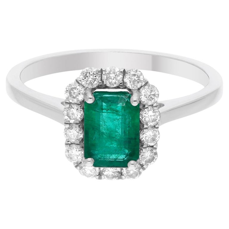 Bague Or 14 Carats 585 Avec émeraude Et Diamant - Taille 57 Ajustable - Neuf Avec étiquettes