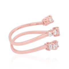 18K Rose Gold 0.85 Carat Marquise Pear & Baguette Diamond Spiral Wrap Ring