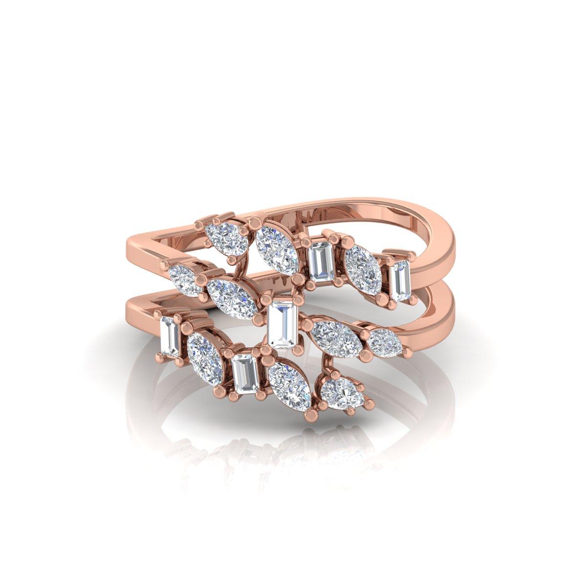 For Sale:  0.85 Carat Marquise Pear & Baguette Diamond Fine Spiral Ring Solid 18k Rose Gold 5