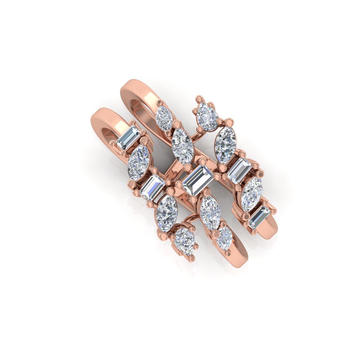 For Sale:  0.85 Carat Marquise Pear & Baguette Diamond Fine Spiral Ring Solid 18k Rose Gold 6
