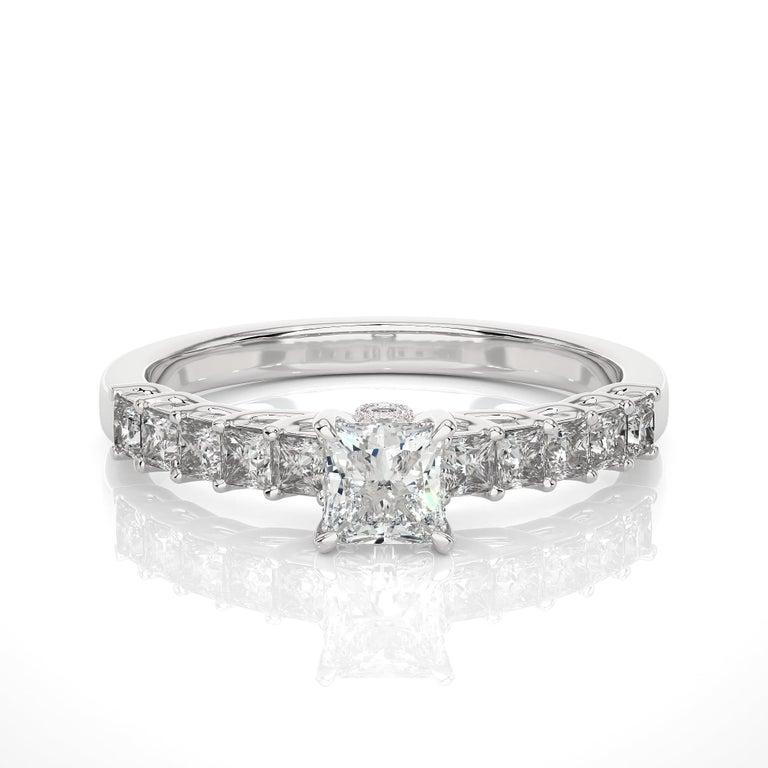 For Sale:  0.85 Carat Moissanite Engagement Ring in 925 Sterling Silver for Fiance Gift 5