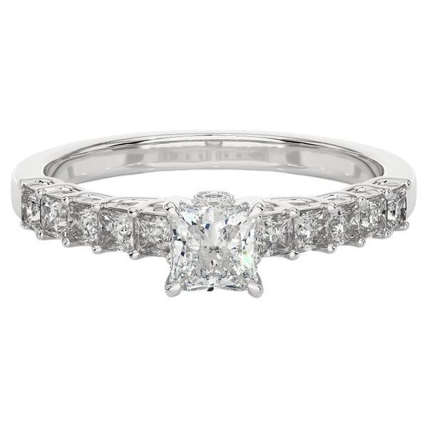 0.85 Carat Moissanite Engagement Ring in 925 Sterling Silver for Fiance Gift